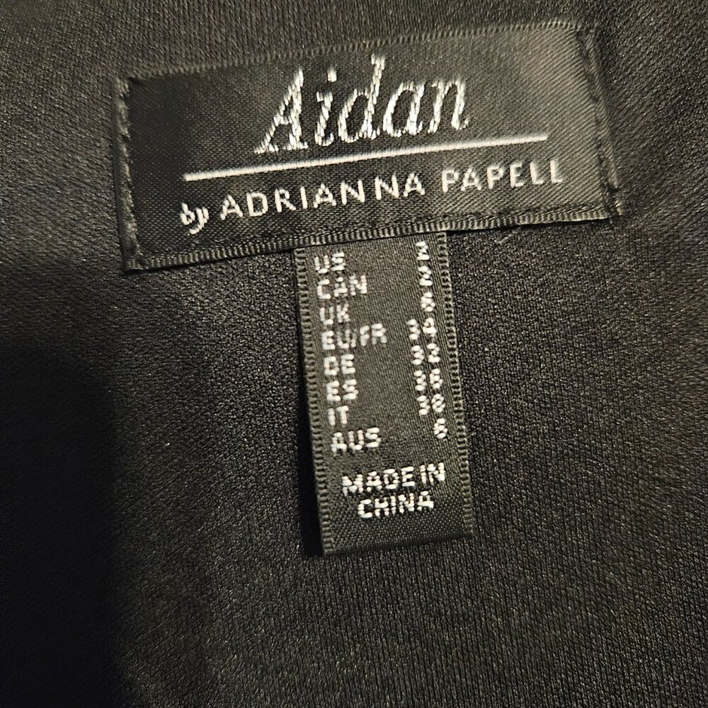 Aidan by Adrianna Papell Black Chiffon Feather Cocktail Dress Size 2 - Picture 9 of 11